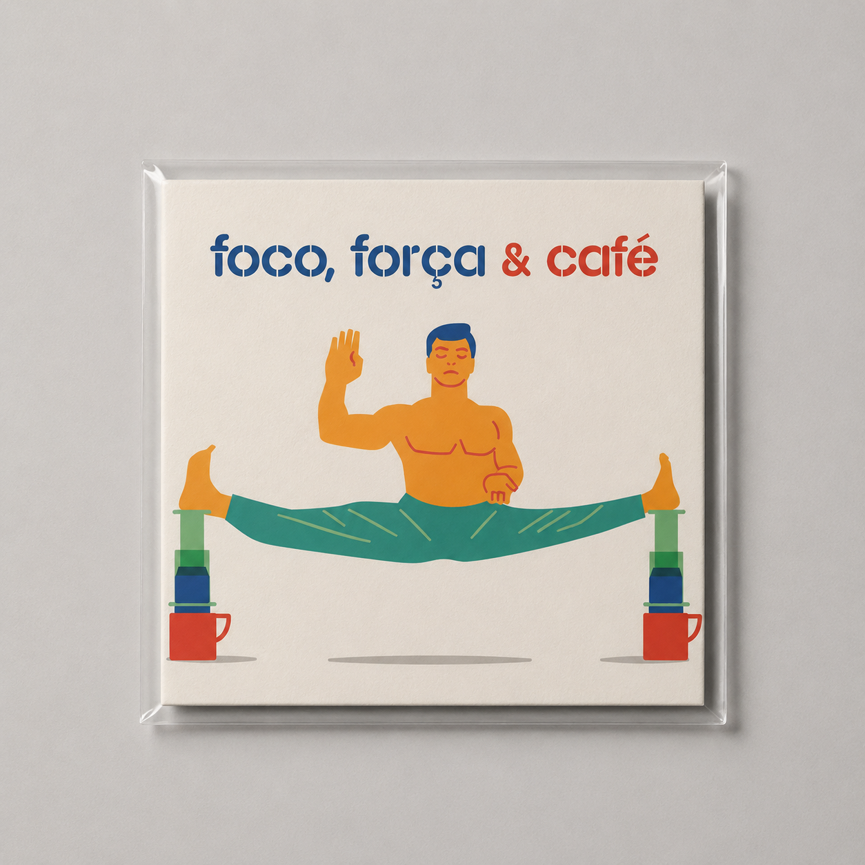 Fine art Foco, força e café 20 × 20 cm by Daniel Kondo, coffee-inspired typographic illustration