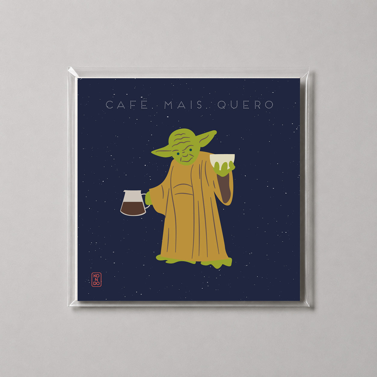 Fine art Café mais quero, ilustração de Daniel Kondo em formato 20 × 20 cm