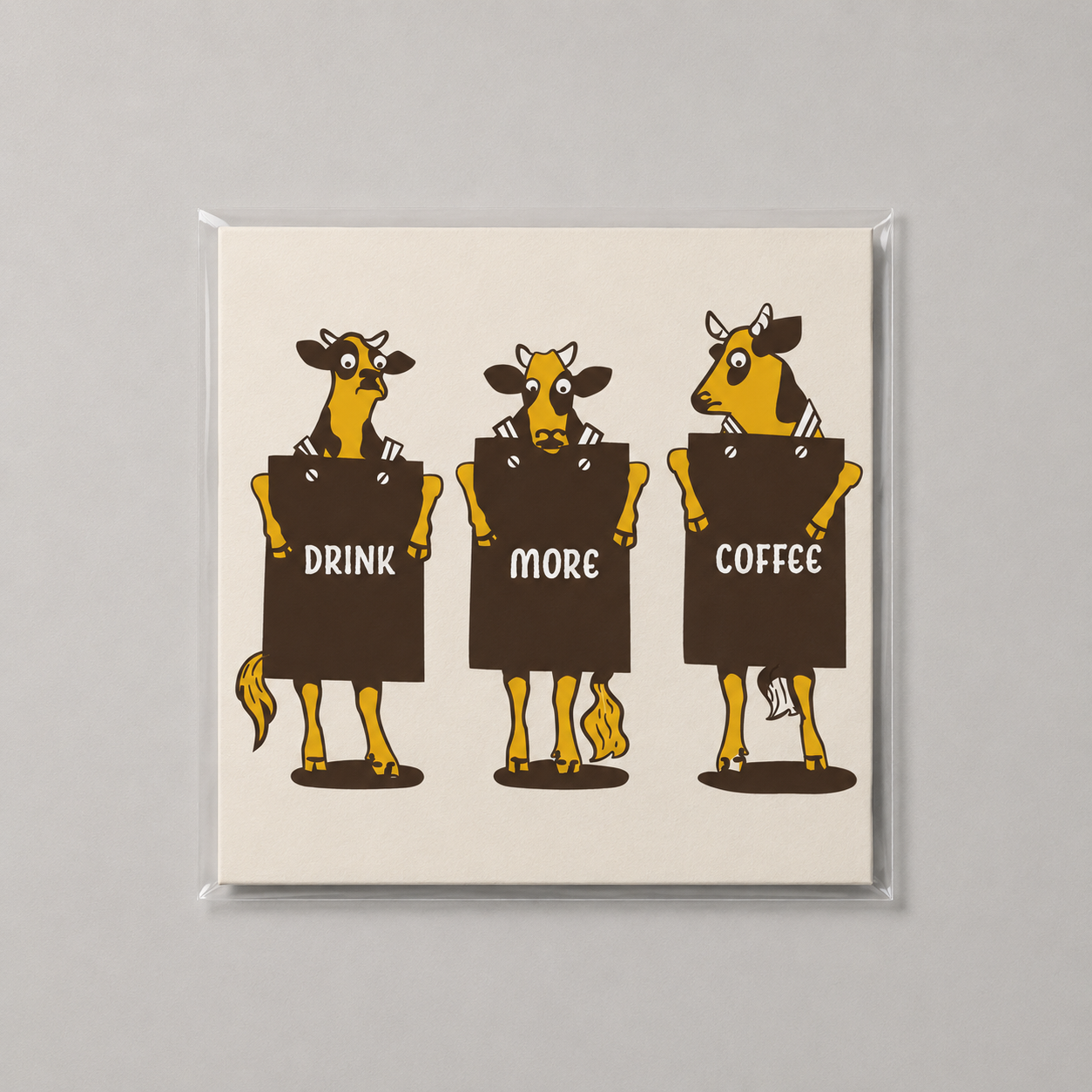 Fine art Drink More Coffee 20 × 20 cm by Daniel Kondo, coffee-inspired typographic illustration