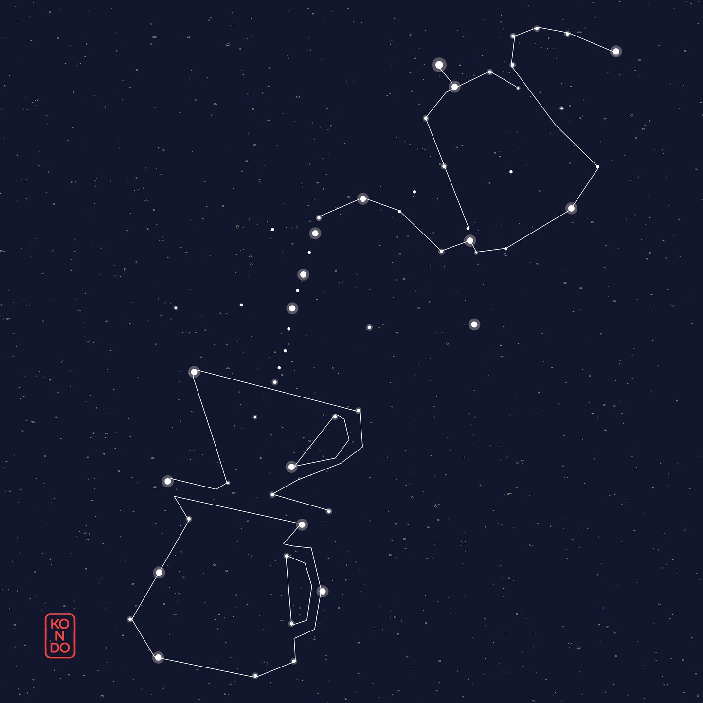 Star constellation patterns on a dark blue background