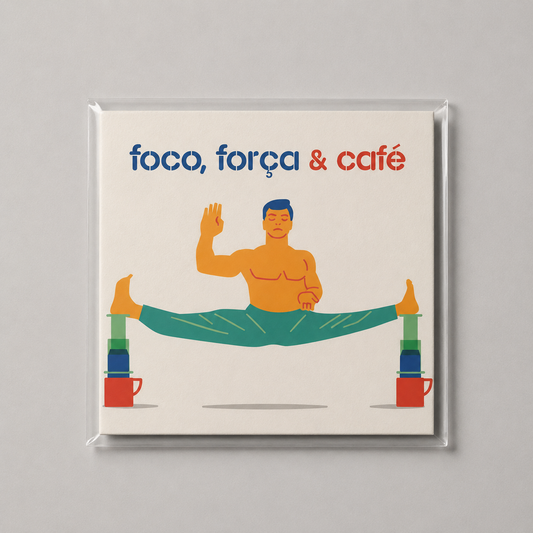 Fine art Foco, força e café 20 × 20 cm by Daniel Kondo, coffee-inspired typographic illustration