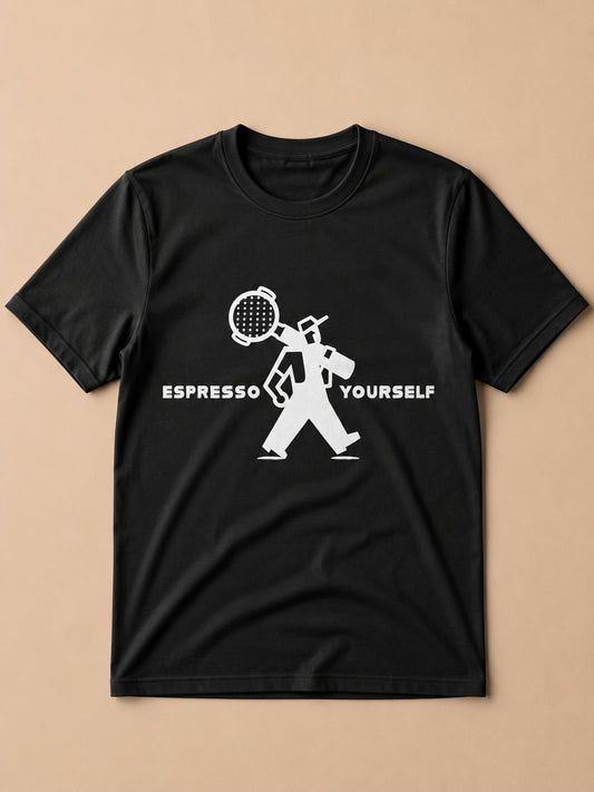 camiseta preta com lettering espresso yourself