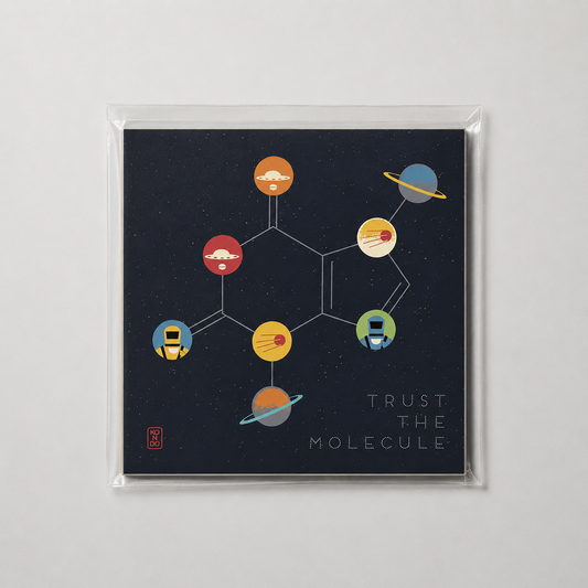 unramed artwork with colorful molecular structure design on a dark background