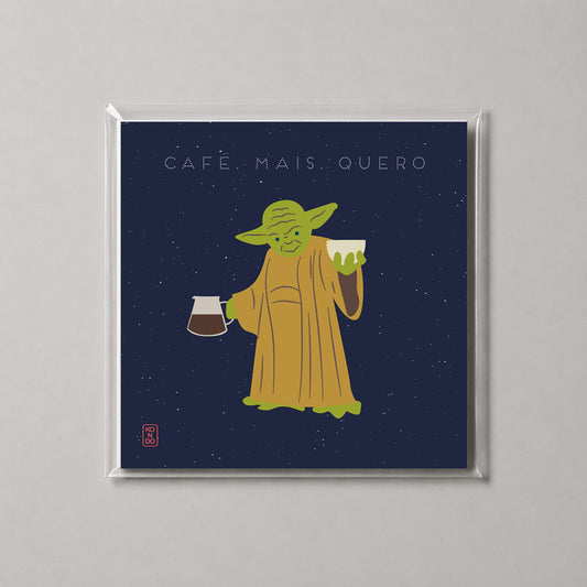 Fine art Café mais quero, ilustração de Daniel Kondo em formato 20 × 20 cm